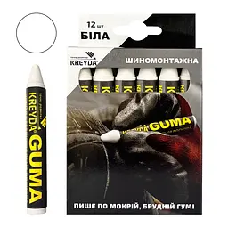 Маркер для розмітки - Універсальна воскова крейда для гуми (12шт), білий CW815716