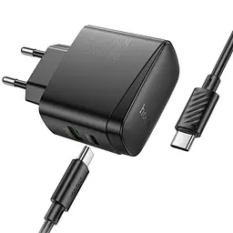МЗП Hoco CS63A Bright PD65W (1USB-A/1C) + кабель Type-C to Type-C Black - мініатюра 3