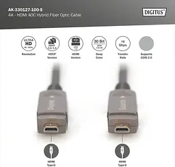 Кабель Digitus HDMI (M/M), 4K, AOC, 10м, чорний teh0013677 - мініатюра 4