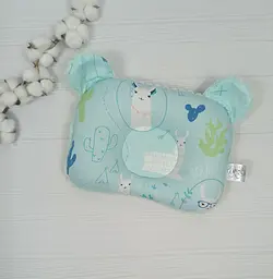 Дитяча ортопедична подушка 24×32 для новонароджених a.l.babybox Лама М'ятний
