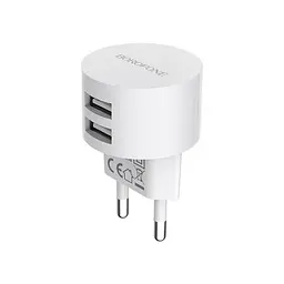 Зарядний пристрій блок на 2 порти Borofone BA23A 2 USB білий