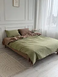 Постільна білизна сімейна Dushka Home Варена бавовна преміум 21675 160х215х2 см кориця з фісташковим