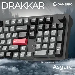 Клавіатура GamePro Asgard Drakkar Keychron Super Red Switch Wireless/Bluetooth/USB UA Black (MK305BK) - мініатюра 7