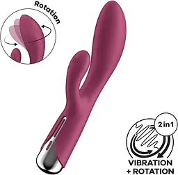 Вібратор-кролик Satisfyer Spinning Rabbit 1 20 см бордовий - мініатюра 2