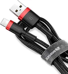 Кабель Baseus Cafule Cable USB to lightning 1.5A 2m CALKLF-C19 Black-Red - мініатюра 2