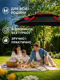 Парасоля складана рибальська 2,4 м чорна антивітер з нахилом для пляжу дачі та кемпінгу (49675947) - мініатюра 5