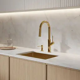 Змішувач для кухні з витяжним виливом Omnires Bend gold (BE6455GL) золотий - глянцевий - мініатюра 2