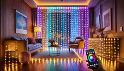 Розумна гірлянда-штора SunLamp 3Мх3М RGB інтелектуальне програмування управління додатком Control Smart APP - мініатюра 4
