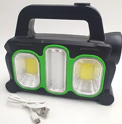 Акумуляторний LED ліхтар прожектор із сонячною панеллю та бічними COB лампами USB вихід знімні 2х18650 Hurry Bolt HB-6168