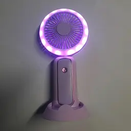 Ручний вентилятор Mini Portable Fan 3 Вт із підсвіткою і підставкою для телефона, фіолетовий, акумуляторний вентилятор - мініатюра 5
