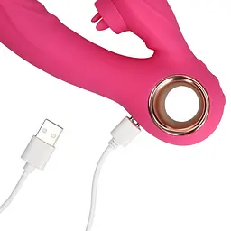 Вібратор-кролик Loveline Tongue Flickering and Heating, 21,5 см (рожевий) - мініатюра 8