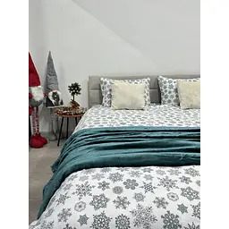 Комплект постільної білизни Ecotton двоспальний 15491 Сніжинка на білому (24262) - мініатюра 3