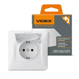 Розетка Videx BINERA 1ая із заземленням і кришкою (VF-BNSK) - мініатюра 4