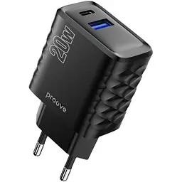 Мережевий зарядний пристрій Proove Speed Surge 20W USB-A/USB-C Black [WCSS20120001] [130283]