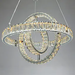 LED-люстра з кришталем Diasha D8886/500-3B CH, 92W, пульт, хром, Ø48 см