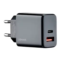 МЗП USAMS CC133 T40 QC3.0 + PD Digital Display Fast USB + Type-C Charger 20W ( EU ) Black