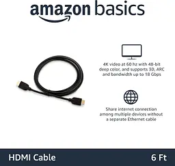 Кабель Amazon Basics HDMI, 3 упаковки, 6 футів, 4K при 60 Гц, високошвидкісний 4K HDMI 2.0 шнур (18 Гбіт/с), 2160p, 48 біт - мініатюра 5