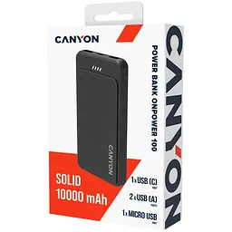 Батарея універсальна Canyon OnPower 100 10000mAh, 5В/2А, Black (CNS-CPB100B) - мініатюра 5