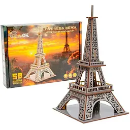Дерев'яний 3D конструктор Ейфелева вежа PuzzleOk Puz-00925 58 деталей 