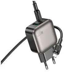 Зарядний пристрій BOROFONE BAS54A Absolute 1xUSB-C PD 20 Вт + 1xUSB QC 3.0 + кабель USB-C — Lightning чорний (6941991116216) - мініатюра 5