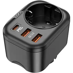 Мережевий зарядний пристрій Hoco NS3 USB/2 Type-C QC PD 20W 1 розетка чорне