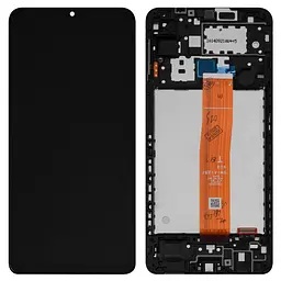 Дисплей для Samsung A125F Galaxy A12, чорний, з рамкою, Оригінал (переклеєне скло)