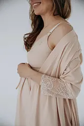 Халат для вагітних та годуючих матусь Soft&Lace для майбутніх мам XL Мамин Дім бежевий - мініатюра 5