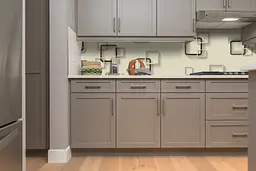 Кухонний фартух Квадрати вінілова наклейка ПВХ Геометрія Абстракція Бежевий 60х200 см Happy Pocket Z180896 - мініатюра 4
