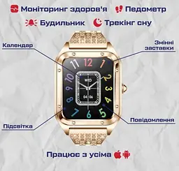 Жіночий розумний смарт годинник Smart Flower + 2 ремінця (Золотистий) - мініатюра 9