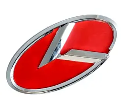 Емблема керма Kia NEW TYPE Червона з Хромом 61х33 мм Алюміній на скотчі (Завод)