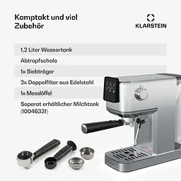 Кавоварка Klarstein SteelPresso Slim 1350 W 20 бар (10046328) - мініатюра 2