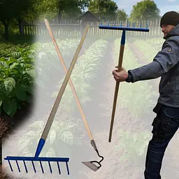 Набір городника: граблі сталеві штирьові з 8 зубцями та сапка ширина 20 см з держаками (черенками) 1.2 м, Господар 87196 - мініатюра 3