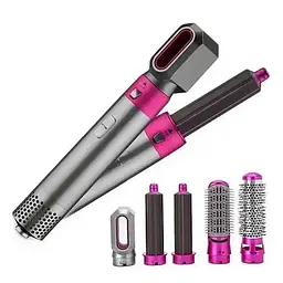 Стайлер фен щітка для волосся 5в1 Hair Brush в кейсі 1000Вт UKC 9234 Pink ТР