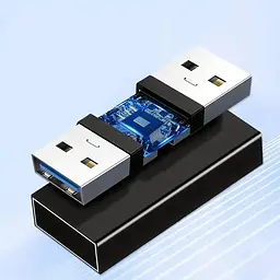 Адаптер-перехідник PWR USB-мама на USB-мама 3.0 Black (H051313) - мініатюра 3
