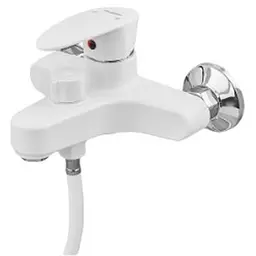 Змішувач для ванни Plamix CEZAR-009 EURO SET White, зі шлангом, лійкою та кронштейном (PM0692)