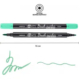 Маркер акварельний Santi Brush Marker SWB-23 зелений двосторонній 6 шт. (391079) - мініатюра 3