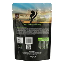 Сухий корм Ambrosia Grain Free для стерилізованих котів зі свіжою індичкою та оселедцем 100 г - мініатюра 3