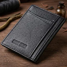 Чоловічий гаманець для карток із натуральної шкіри ST Leather 23091 чорний - мініатюра 4
