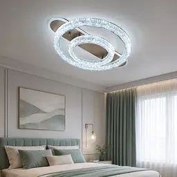 Стельова LED-люстра Diasha 9711/500+300G, кришталь, димер, пульт, 80 W, 62 см, 14-20m2