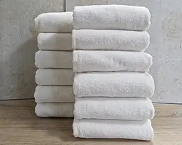Набір турецьких махрових однотонних рушників Zeron 6 штук 50х90 + 6 штук 70х140 крем щільність 550 г/м2 низька петля 20/2