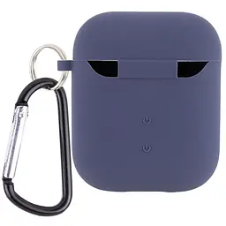 Силіконовий футляр з мікрофіброю для навушників Airpods 1/2 Темно-синій / Midnight blue - мініатюра 2