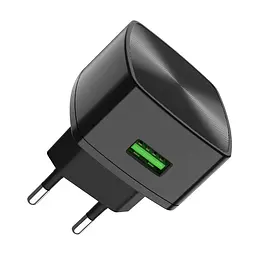 Блок зарядний Адаптер мережевий Hoco C70A Cutting-edge 1USB QC3.0 3A чорний