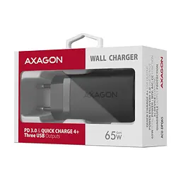 Зарядний пристрій AXAGON 1xUSB + 2xUSB-C 65W QC4+ PD3.0 PPS black (ACU-DPQ65) - мініатюра 3