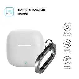 Силіконовий чохол для навушників OPPO Enco Buds3, Hang Case, білий, ультратонкий захисний кейс товщиною 2 мм, захист від подряпин, пилу та ударів, компактний, з карабіном для кріплення, ArmorStandart (ARM88033) - мініатюра 2