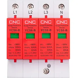 Обмежувач імпульсних перенапруг CNC YCS6-B 4P 30-60KA 385V