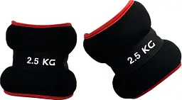 Обтяжувачі EasyFit 2 х 2.5 кг для ніг та рук Чорні з червоним (EF-1025-R)