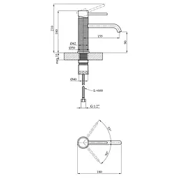 Змішувач для раковини Kroner KRP Edelstahl Berg-GRP010 (CV035597) - мініатюра 9