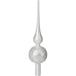 Ялинкова верхівка Mica Decorations скляна глянцева срібно-біла 31 см (1180839)