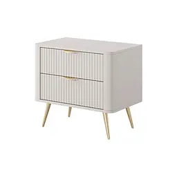Тумба приліжкова Perfect Home Ланте / Lante з 2 шухлядами і золотими ніжками 2S Беж (PFH-091123)