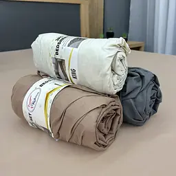 Простирадло на резинці із сатину Koloco 21679 90х200х25 см бежеве - мініатюра 4